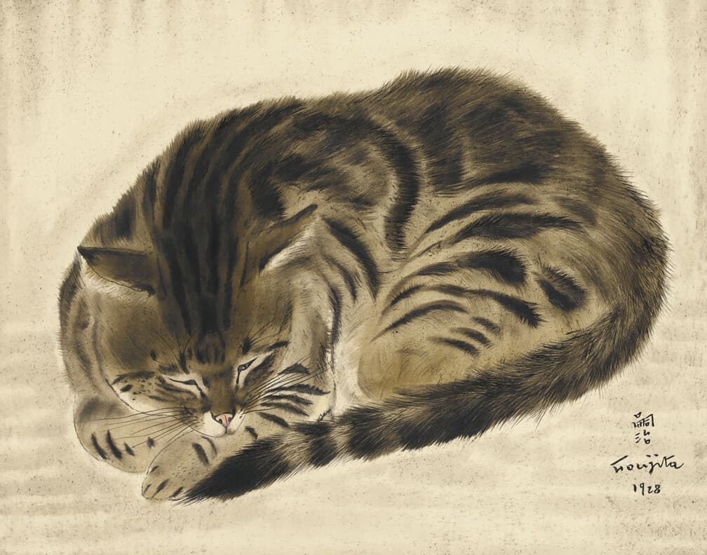 Painting of a sleeping cat